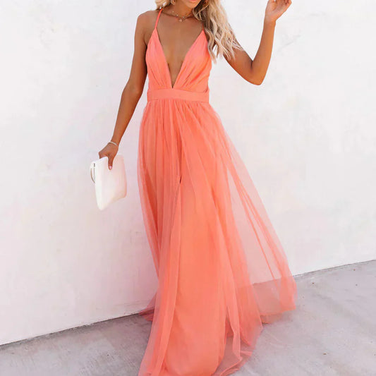 Abito Maxi Corallo — Eleganza in Movimento